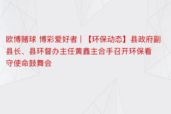 欧博赌球 博彩爱好者 | 【环保动态】县政府副县长、县环督办主任黄鑫主合手召开环保看守使命鼓舞会