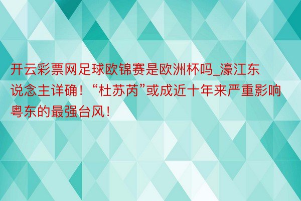 开云彩票网足球欧锦赛是欧洲杯吗_濠江东说念主详确！“杜苏芮”或成近十年来严重影响粤东的最强台风！