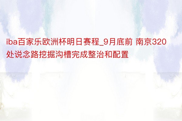 iba百家乐欧洲杯明日赛程_9月底前 南京320处说念路挖掘沟槽完成整治和配置