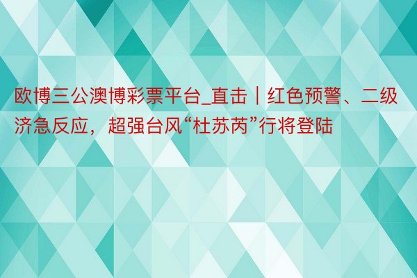 欧博三公澳博彩票平台_直击｜红色预警、二级济急反应，超强台风“杜苏芮”行将登陆