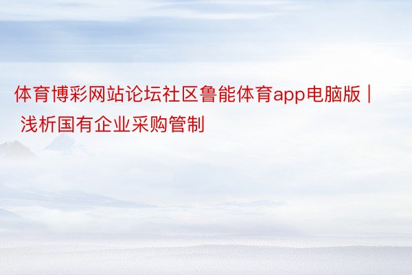 体育博彩网站论坛社区鲁能体育app电脑版 | 浅析国有企业采购管制