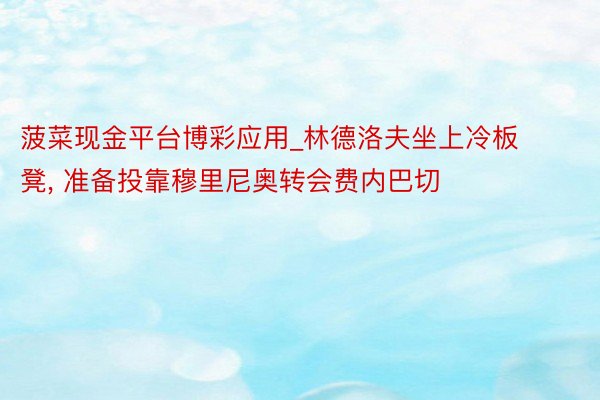 菠菜现金平台博彩应用_林德洛夫坐上冷板凳, 准备投靠穆里尼奥转会费内巴切